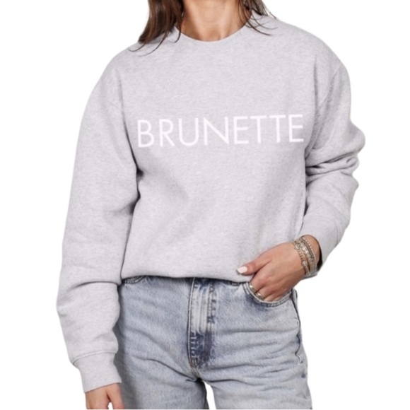 Brunette The Label “Brunette” Crewneck Sweatshirt Grey - Picture 1 of 9